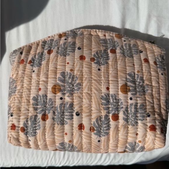 Cream and Orange Cosmetic Bag with Botanical Design - Picture 5 of 6